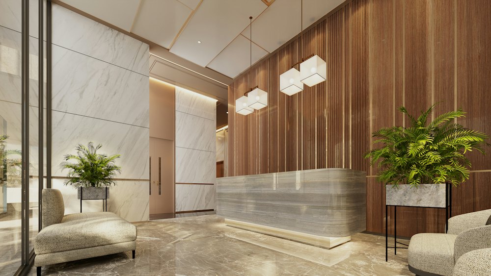 Marble reception lobby